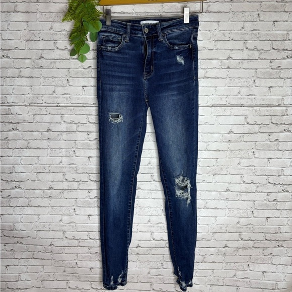 Flying Monkey Darkwash Distressed Skinny Jeans - Picture 2 of 6